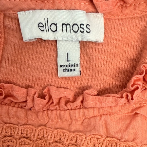 Ella Moss Peach Ruffle Short Sleeve Blouse Large - Picture 3 of 3